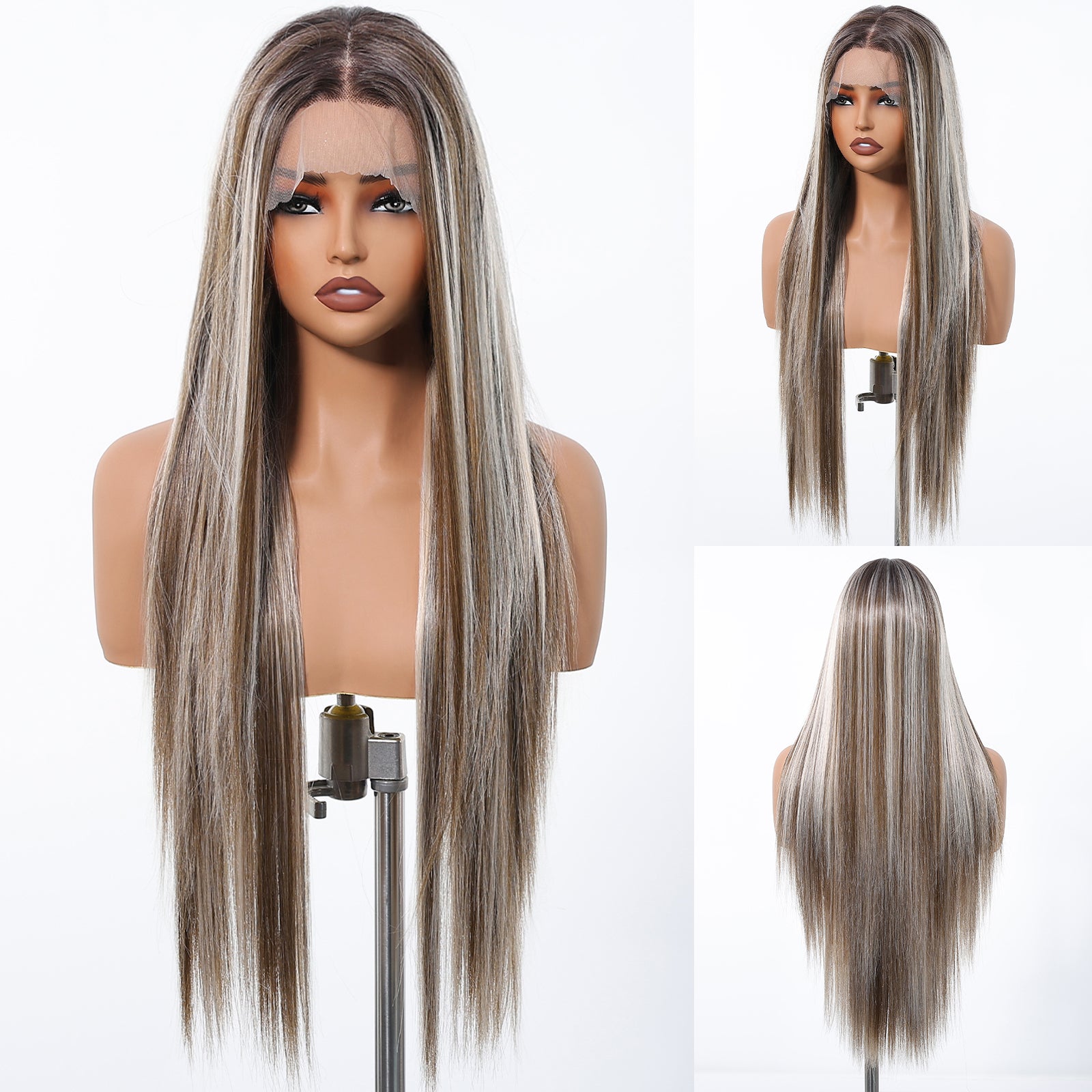DWY-Body Wave Lace Front Wigs Pre Plucked 13x4 HD Lace Frontal Wigs Human Hair 180 Density Natural blonde and grey Wigs for Women Human Hair Lace Front Wig with Baby Hair Glueless