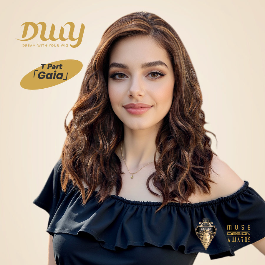 DWY Gaia-DWY Left Side Part Lace Front Mid Length Dark Brown Curly Glueless Synthetic Wig