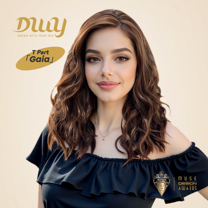 DWY Gaia-DWY Left Side Part Lace Front Mid Length Dark Brown Curly Glueless Synthetic Wig