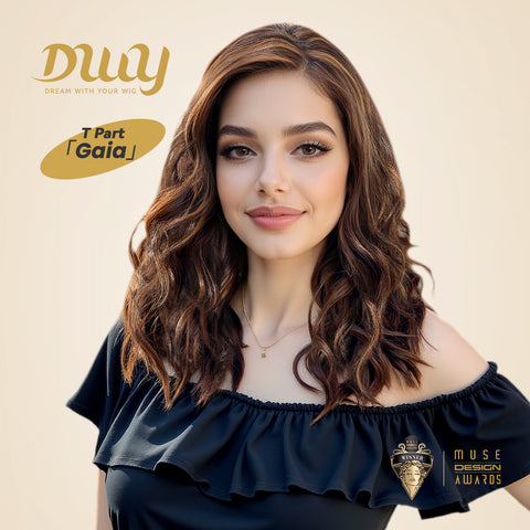 DWY Gaia-DWY Left Side Part Lace Front Mid Length Dark Brown Curly Glueless Synthetic Wig