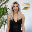KAI C-New Technology ! DWY 3D Lace Front Free Part Mid-Length Wavy Platinum Blonde Synthetic Wig