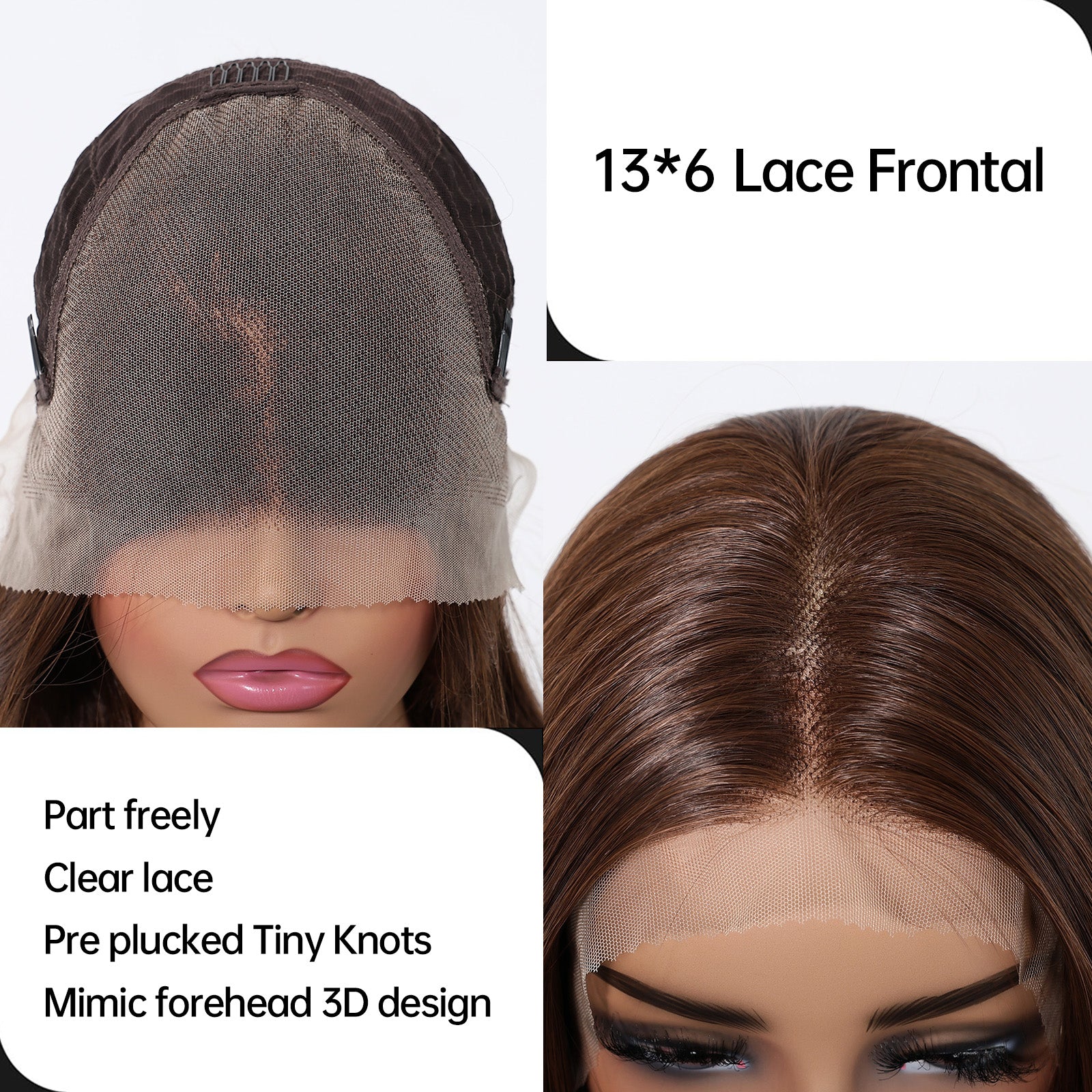 (Us Only)DWY 13*6 Free Part 24 Inch Long Straight Natural Brown Wig