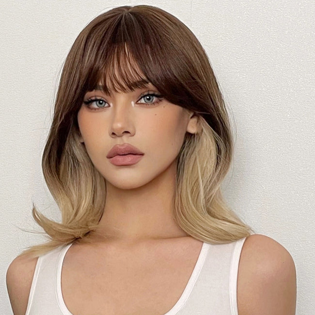 DWY Ombre Blonde Short Wavy Synthetic Wig With Bands