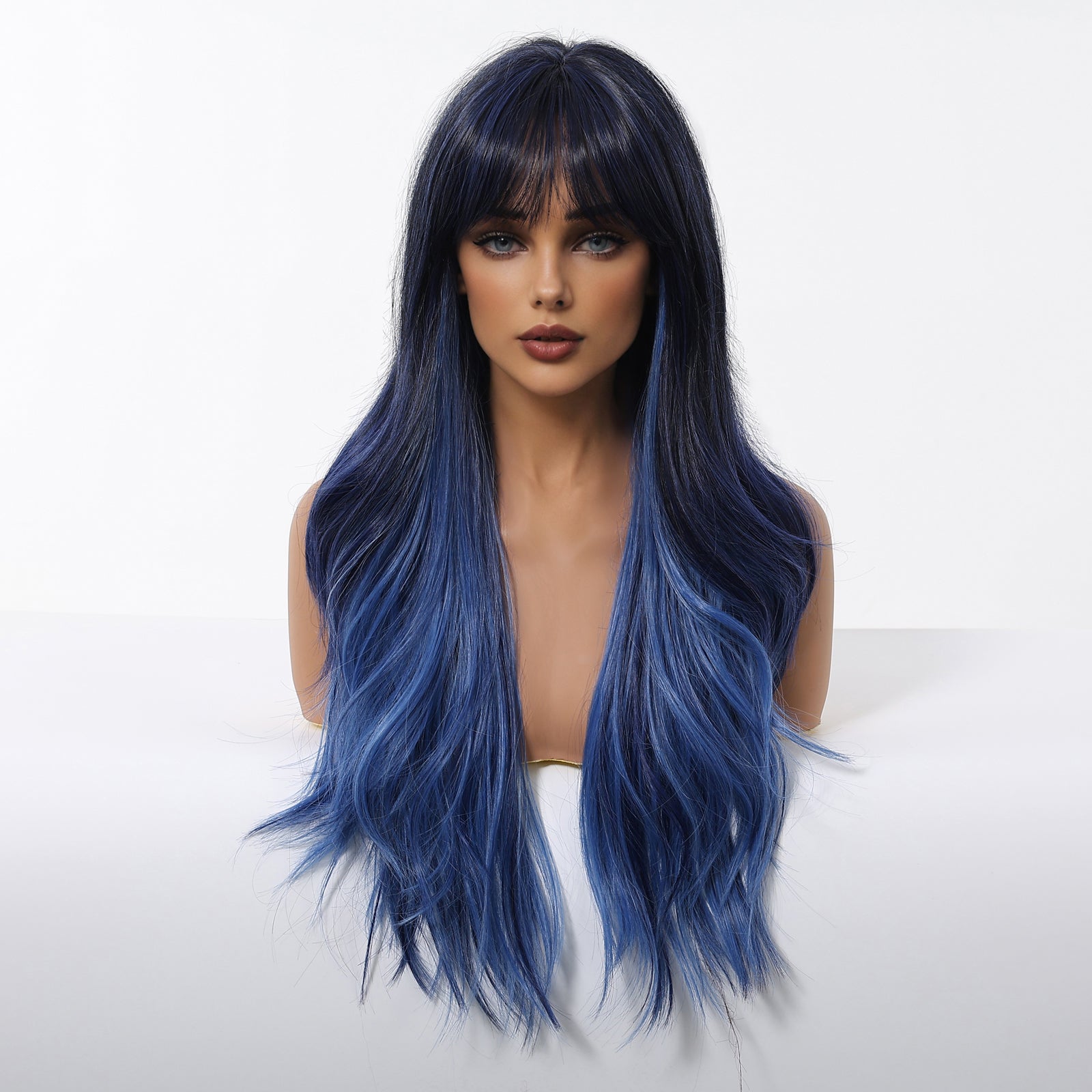 DWY Long Wavy Blue Mist Natural Curls Synthetic Wig