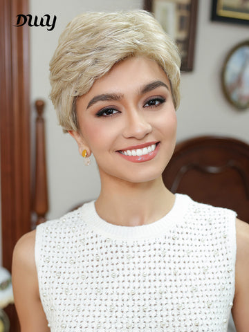 Audrey-DWY Mono Lace Front Free Part Blonde Pixie Synthetic Wig