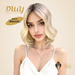 Becca-DWY Mono SkinWeft Free Part Warm Blonde Curly Glueless Synthetic Wig