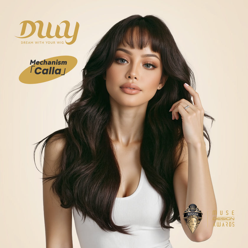 Calla-DWY Long-length Wave Cool Brown Realistic Large Area Scalp Glueless Synthetic Wig for Women 24 Inches Deep Wavy Wigs