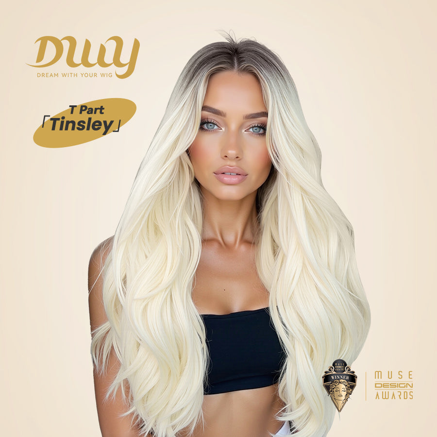 Scarlett H -DWY Lace Front Middle Part Long Body Wavy Blonde Ombre Glueless Synthetic Wig