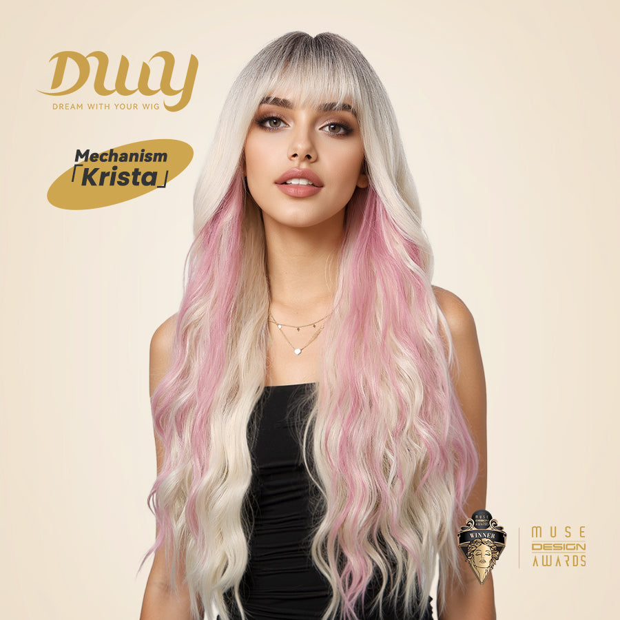 Krista-DWY Water Wave with Highlights Colorful Glueless Synthetic Wig