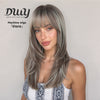 Elara-DWY 22 Inch Silver Grey Balayage Long Layered Wig with Air Bangs | Natural Synthetic Hair for Women | Daily Wear & Versatile Styling