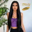 [CLEARANCE SALE] Jenner -DWY Lace Front Long Natural Black Middle Part Glueless Synthetic Wig for Women 30 Inches Straight Full Voluminous Classic Style
