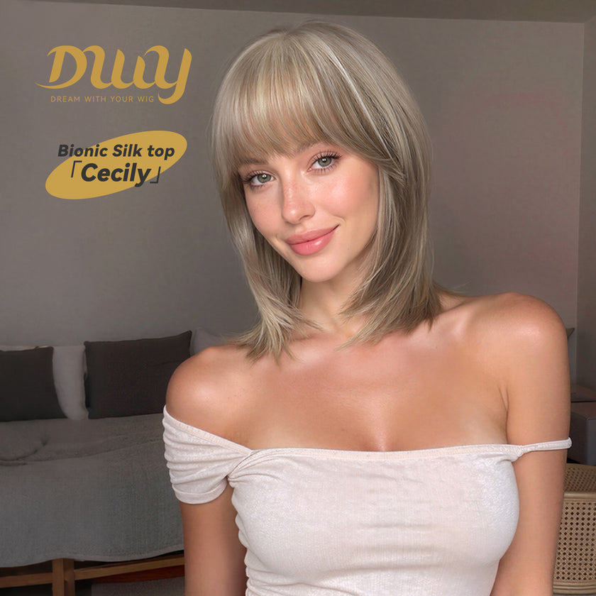Cecily C-DWY New Technology! Bionic Silk Top 14-Inch Long Blonde Glueless Synthetic Wig