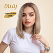 Ellie C-DWY 13×6 Lace Front Free Part Mid-Length Straight Rooted Ash Blonde Glueless Synthetic Wig for Women 16 Inches
