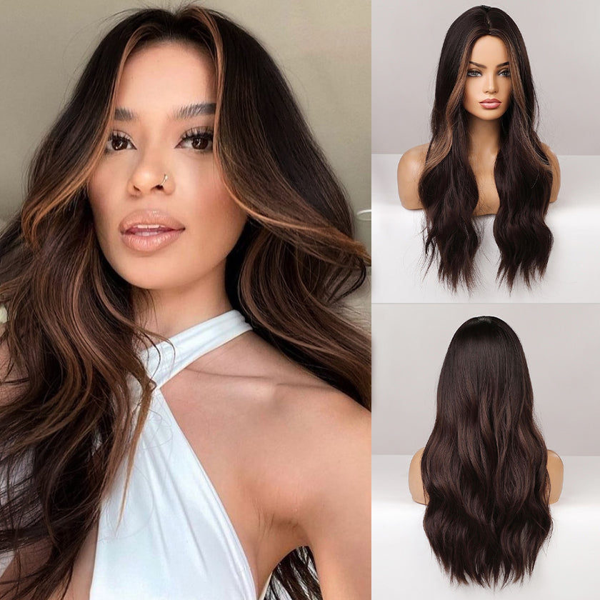 26 inch Long curly wigs brown and blonde highlight wigs women's wigs for daily or cosplay use LC6155-1