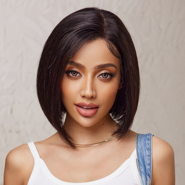 DWY wigs 8 Inch black brown short straight wig for women DWY