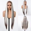 Gianna-DWY 13x6 Filter Lace Free Part Lace Front Long White Gray Silky Straight Glueless Synthetic Wig