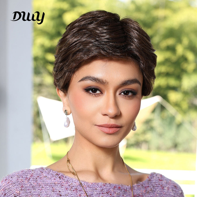 Alice-DWY Mono Lace Front Free Part Dark Brown Pixie Synthetic Wig(us only)