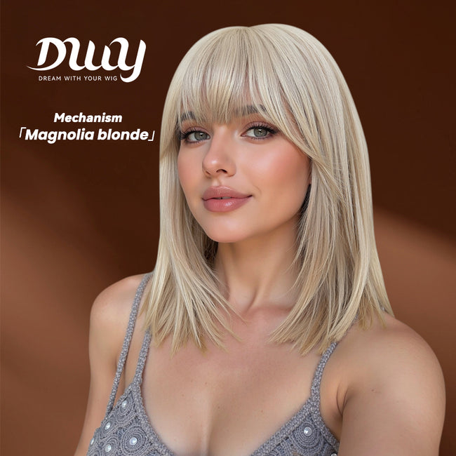 Magnolia-DWY MiraScalp 14-Inch Short Platinum Blonde Bob Wig