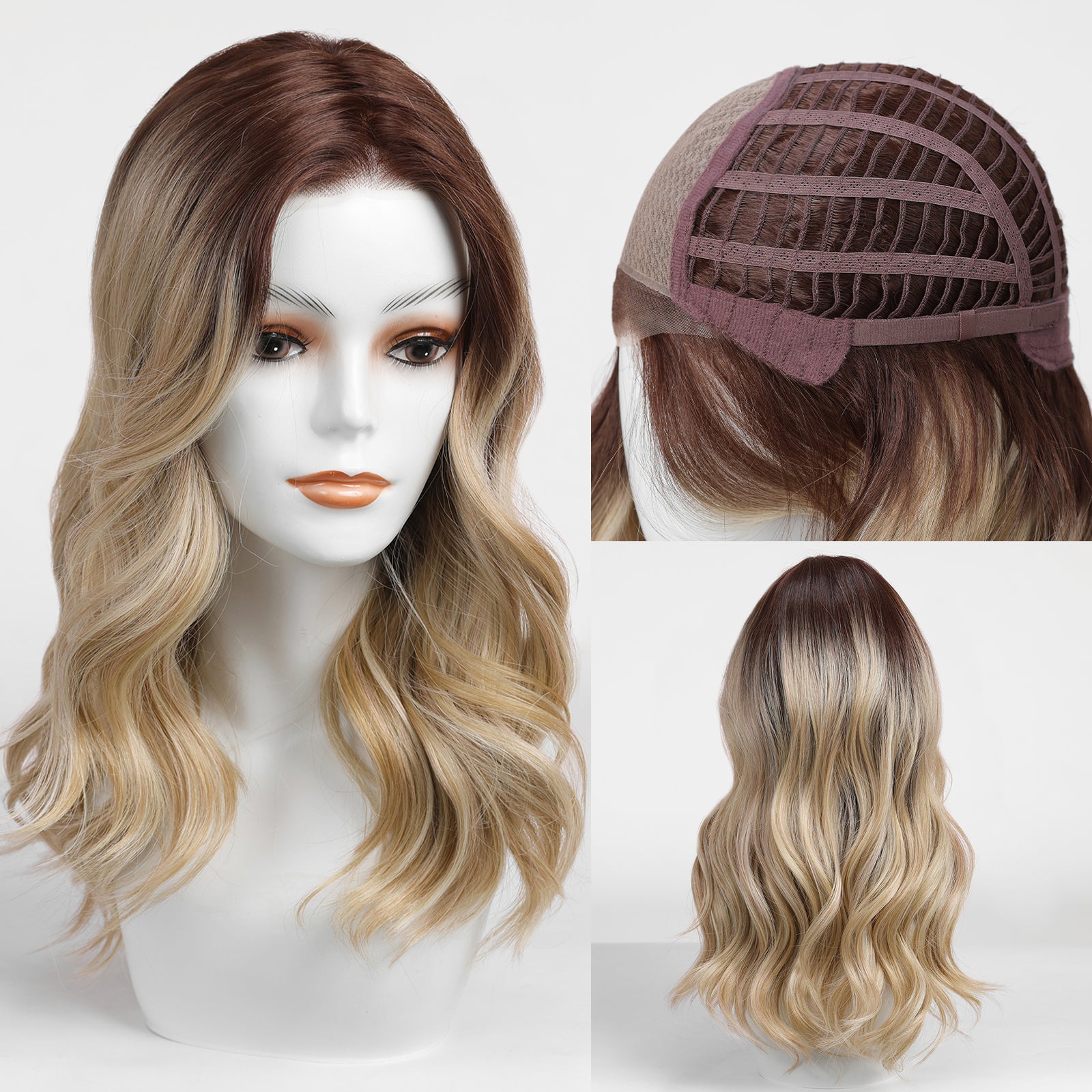 Remi-DWY Mono Lace Front Free Part Ombre Blonde Mid-Length Glueless Synthetic Wig