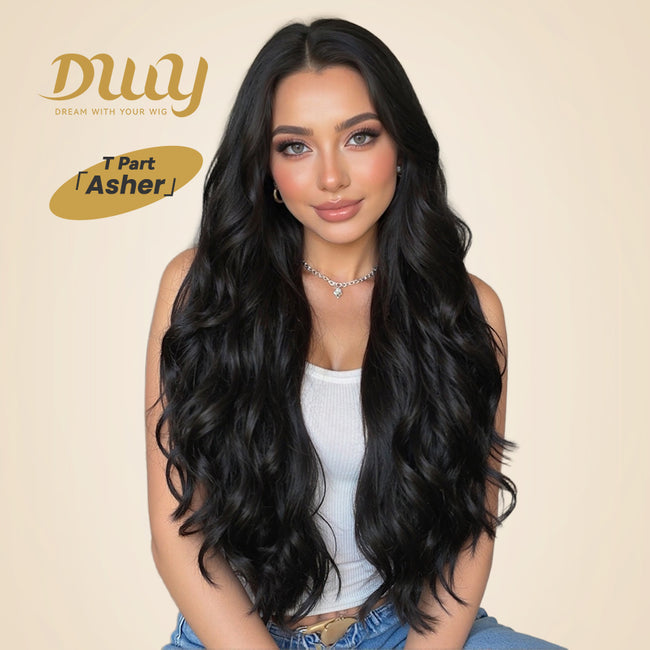 【CLEARANCE SALE】Asher C-DWY Lace Front Side Part Black Long Curly Glueless Synthetic Wig for Women 28 Inches
