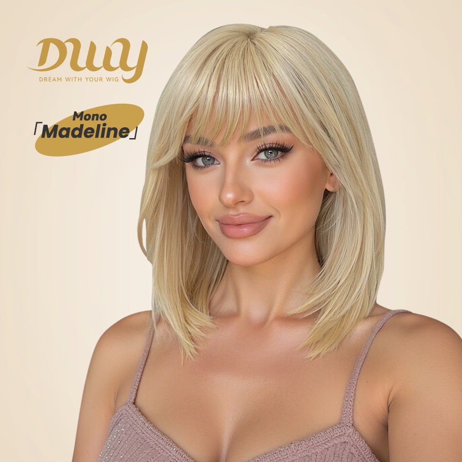 [CLEARANCE SALE]Madeline-DWY Mono Lace Front Free Part Shoulder-Length Silky Straight Glueless Synthetic Wig for Women 12 Inches