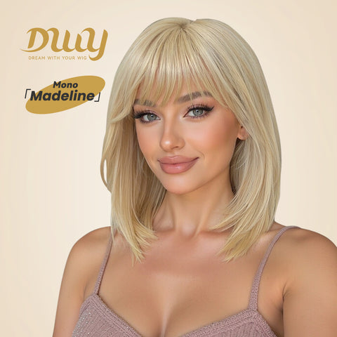 [CLEARANCE SALE]Madeline-DWY Mono Lace Front Free Part Shoulder-Length Silky Straight Glueless Synthetic Wig for Women 12 Inches