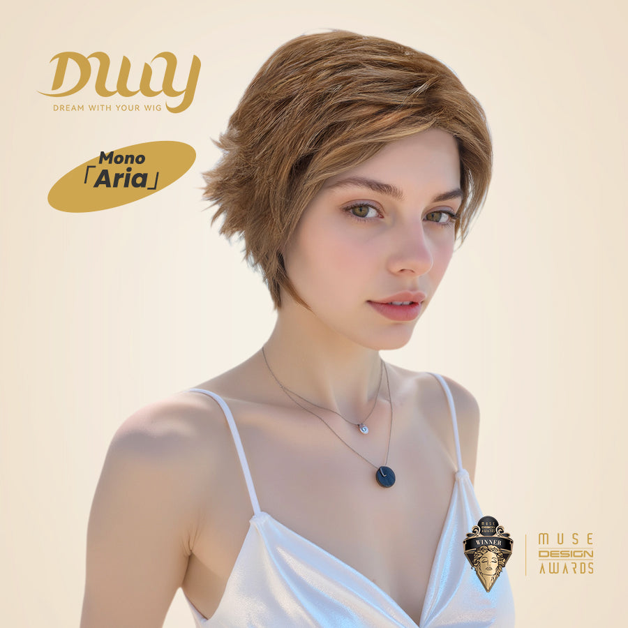 (Us Only)Aria-DWY Mono Lace Front Free Part Brown Short Pixie Synthetic Wig