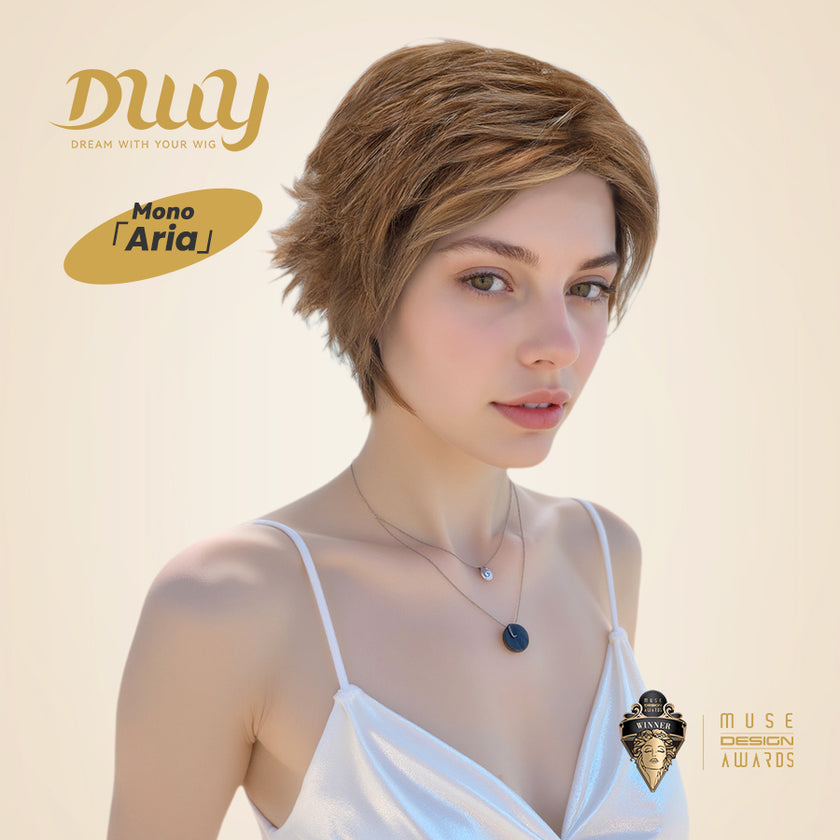 (Us Only)Aria-DWY Mono Lace Front Free Part Brown Short Pixie Synthetic Wig