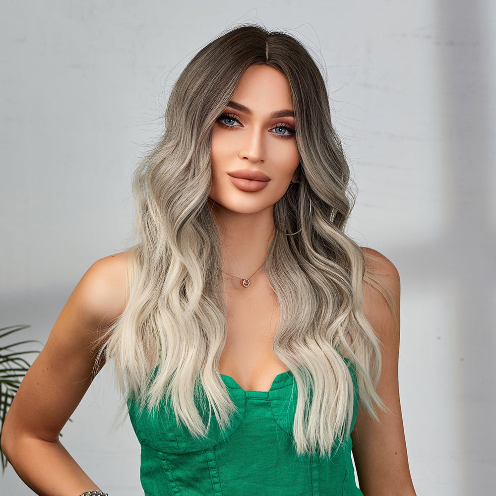 Charlotte-DWY Ombre Blonde Long Wavy Synthetic Wig