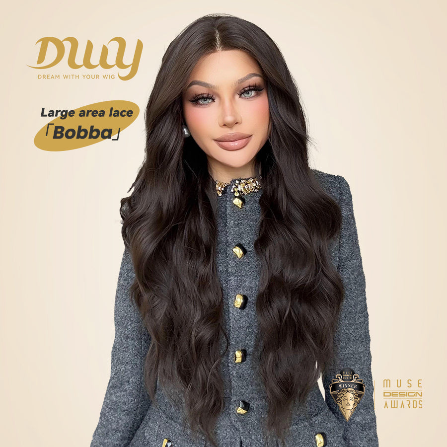 Bobba-DWY Free Part 13×6 Black Curly Tresses Synthetic Wig