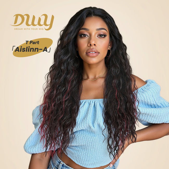 Aislinn C- DWY T Part Lace Front T Part Long Latin Curly Hair Glueless Synthetic Wig