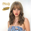 Aurora - NEW! DWY 20-Inch Light Brown Wave  Glueless Synthetic Wig with Bangs for Women High-Quality Premium Fiber Easy Wear Comfortable Fit Deep Wavy Wigs Curly Warm