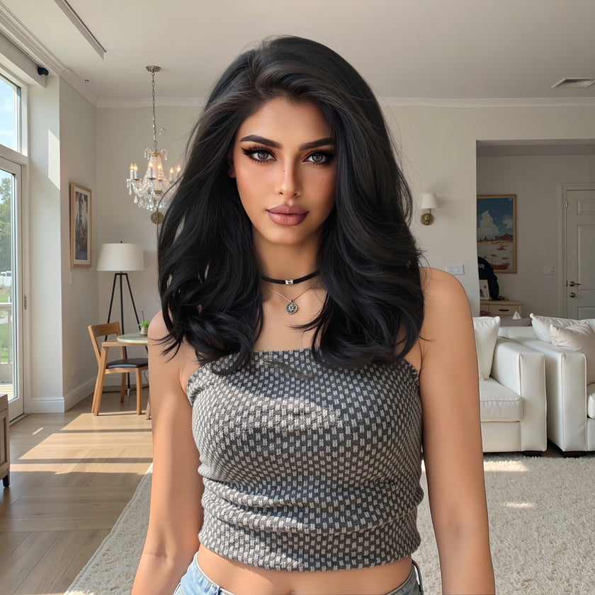 Juno C- New Arrival DWY 13×6 Lace Front Free Part Short-Length Curly Brown with Highlights Glueless Synthetic Wig