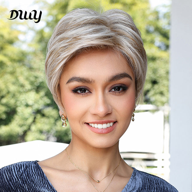 Bella-DWY Mono Lace Front Free Part Bleach Blonde Pixie Synthetic Wig
