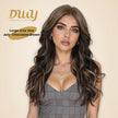 July-NEW! DWY 13×6 Free Part Lace Front Long-Length Curly Ombre Brown with Highlights Glueless Synthetic Wig