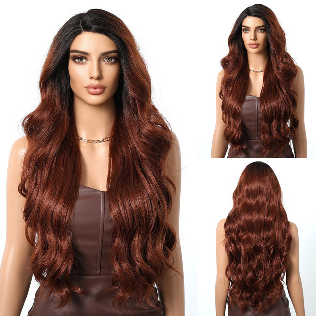 Payton-DWY Reddish Brown Tresses Wave Side Part Wig