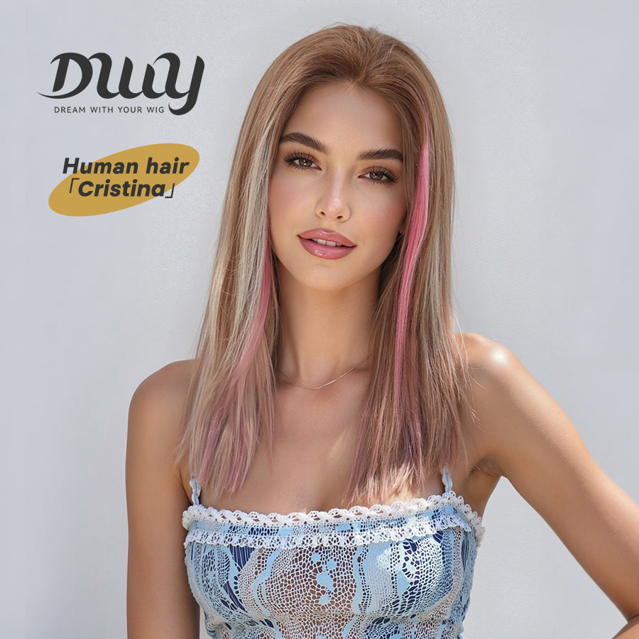 Cristina C- DWY Human Hair Pre Plucked Long-Length Hair 13*6 Natural Textured Hair Invisible HD Lace Frontal Wigs for Women 24 Inches