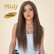 Paisley H-DWY Lace Front Middle Part Long-Length Straight Tea Brown Glueless Synthetic Wig