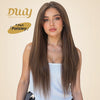 Paisley H-DWY Lace Front Middle Part Long-Length Straight Tea Brown Glueless Synthetic Wig