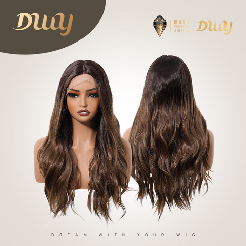 Lila DWY  Synthetic Lace Front Brown Wig  HD Lace Body Wave Pre Plucked Glueless Wigs for Women Daily Use BL66010-2