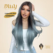 Celeste-DWY Free Part Lace Front 13×6 Ombre Light Blue Brown Wavy Synthetic Wig