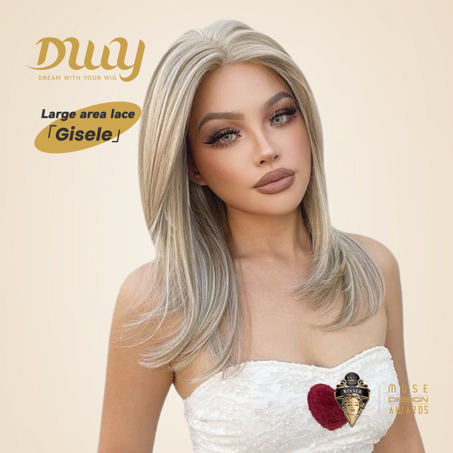 (Us Only)Gisele-DWY Lace Front 13×6 Free Part Mid-Length Natural Wavy Blonde Synthetic Wig