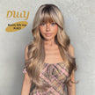 Kaci- New! DWY Bionic Silk Top 26-Inch Long Beachy Wave Honey Brown Balayage Glueless Synthetic Wig with Bangs for Women High-Quality Premium Fiber Easy Wear Comfortable Fit Summer Look