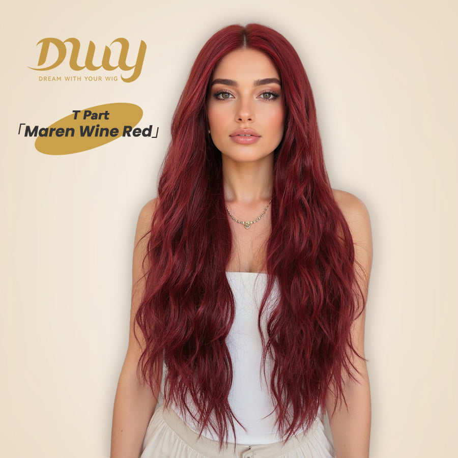 DWY Lace Front Middle Part Long-Length Water Wavy Dyed Version Glueless Synthetic Wig