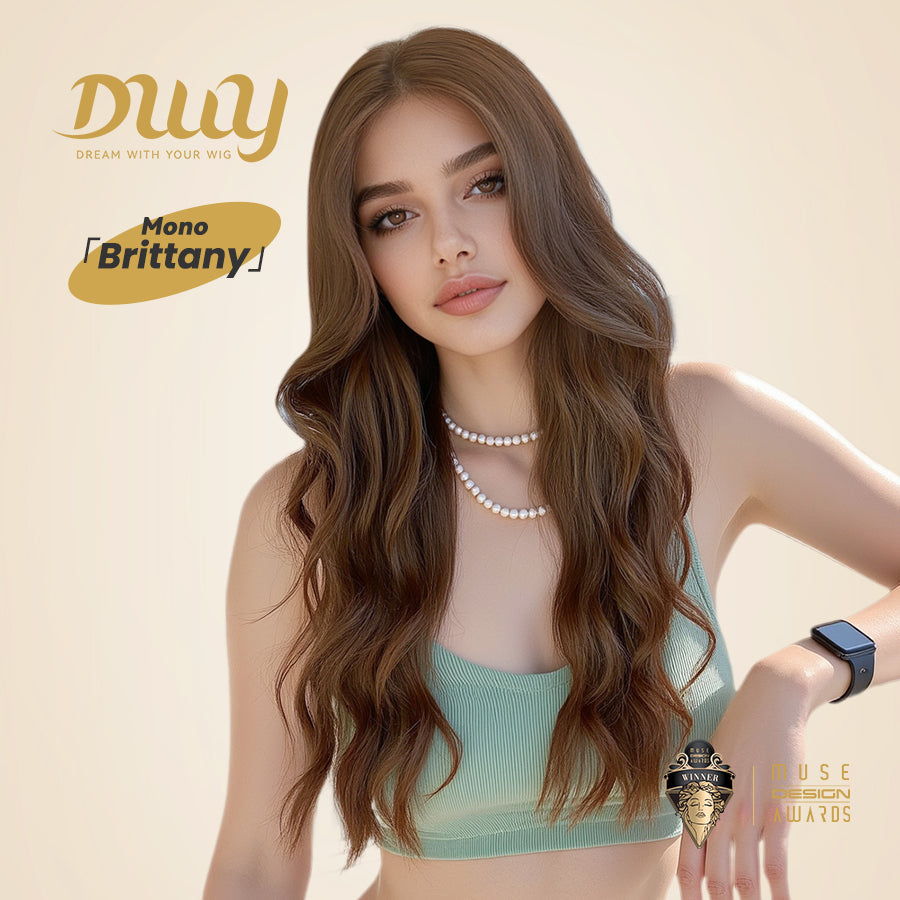 Brittany-DWY Mono Lace Front Free Part Brown Tresses Wavy Synthetic Wig