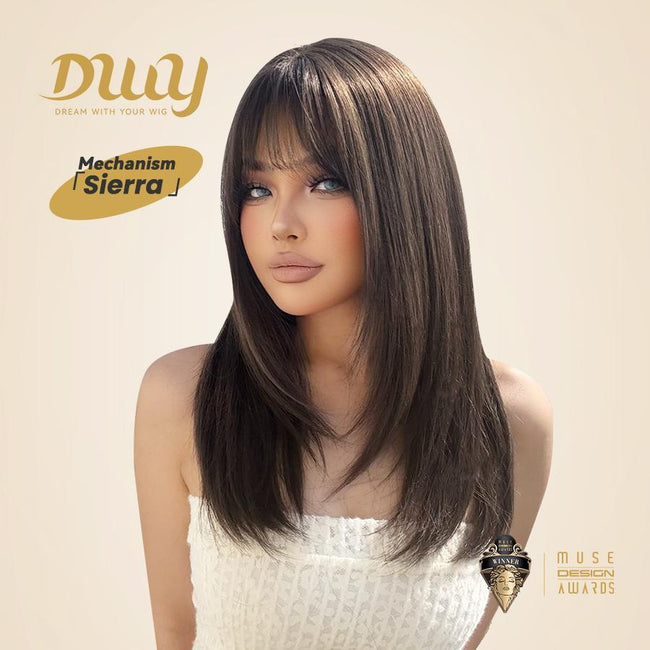Sierra C-DWY MiraScalp Mid-Length Straight Brown Glueless Synthetic Wig