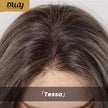 Tessa -DWY Women's Glueless Frontal Wig, 26-Inch Pre-Cut U-Part Diamond Lace Long Cool Brown with Highlights Curly Synthetic Wavy Wig, Glueless Frontal Wigs
