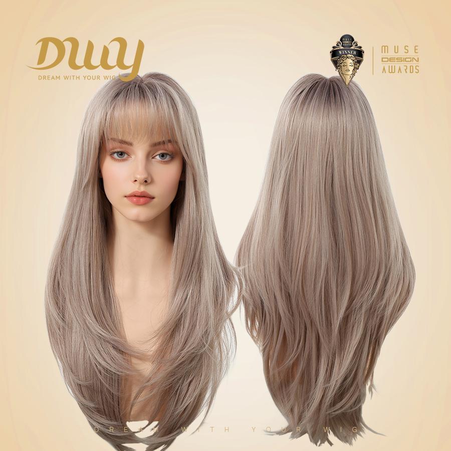 Orlaith-DWY 26-Inch MiraScalp Layered Straight Blonde Synthetic Wig