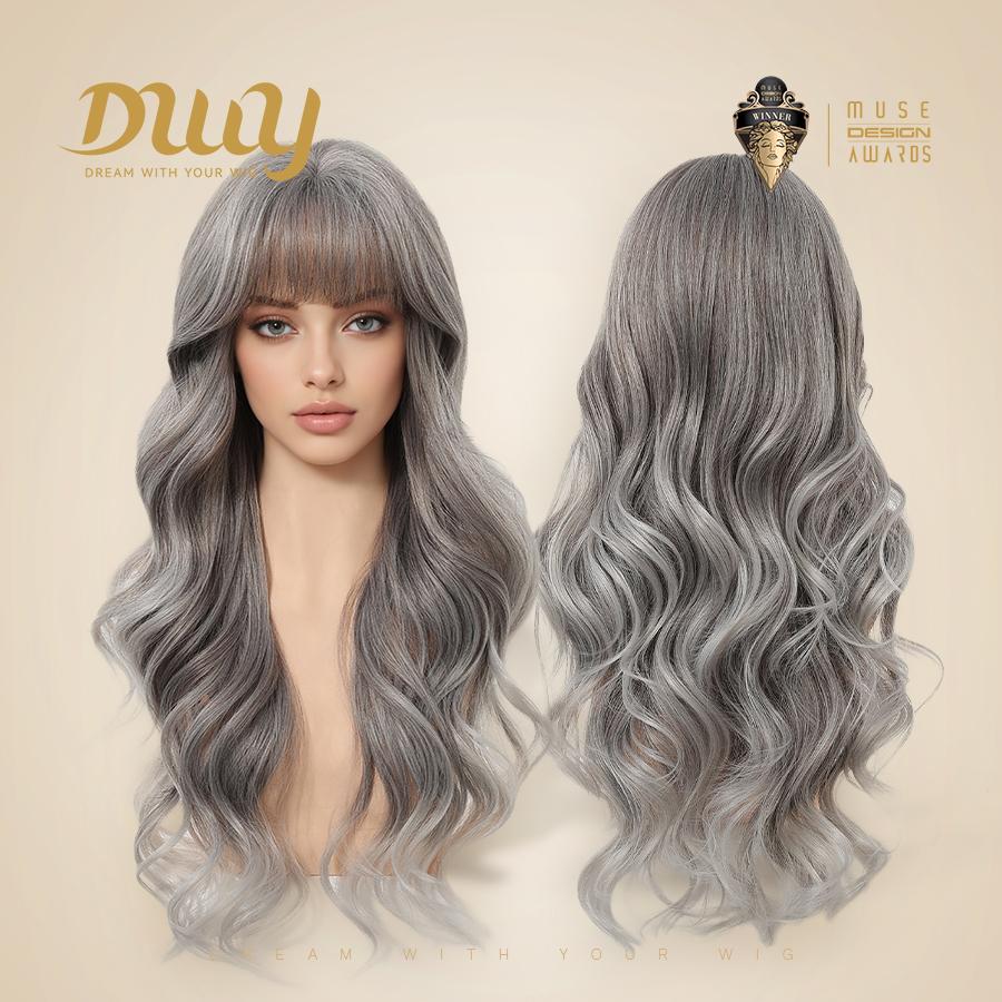Ines -DWY New Color Machine Made Free Part Long Wavy Blonde Realistic Scalp Glueless Synthetic Wig for Women 26 Inches Body Wave Wigs