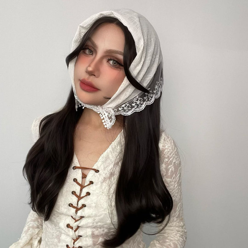 Cassidy-DWY Lace Front Tresses Black Wavy Middle Part Synthetic Wig